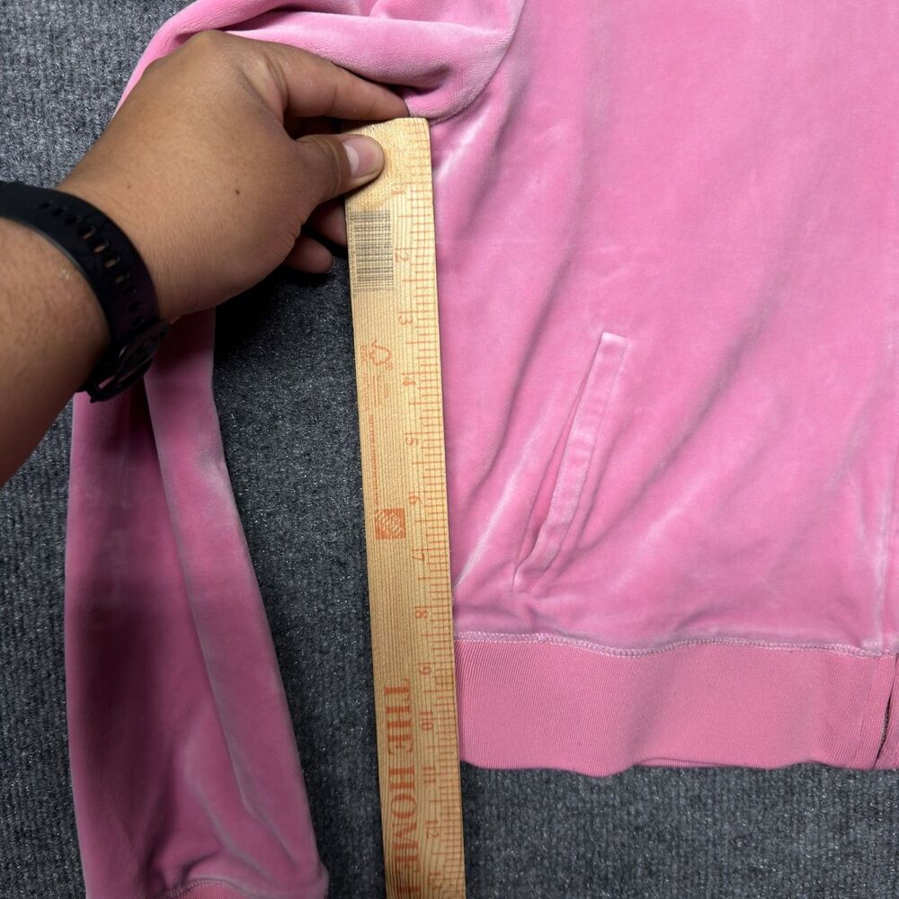 Juicy Couture Velour Hoodie Womens M Pink Full Zip Rhinestone Juicy Y2K Logo - Picture 14 of 16